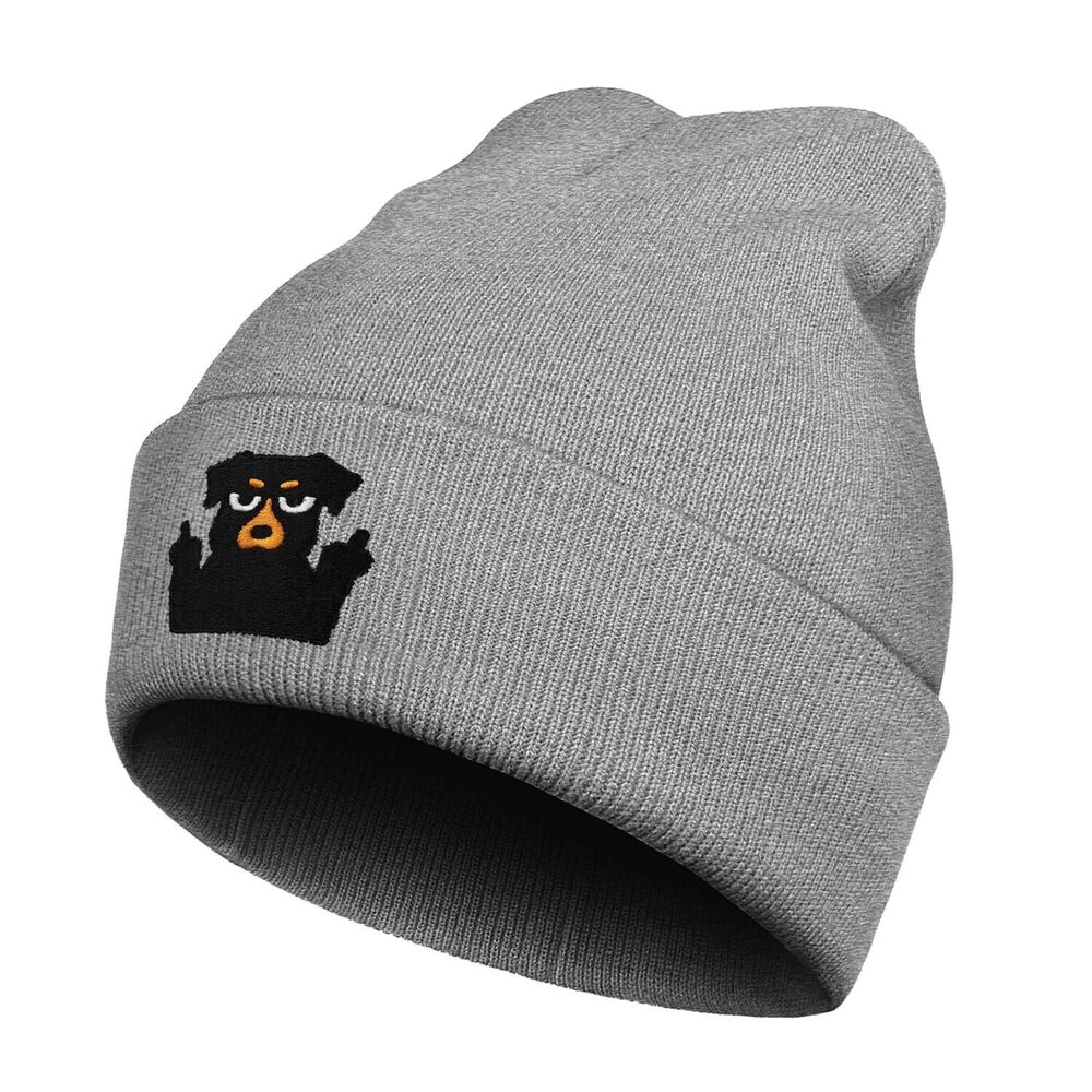 8810 Funny Dog Embroidered Beanie Hat and Cute Soft Washable Winter Cuffed